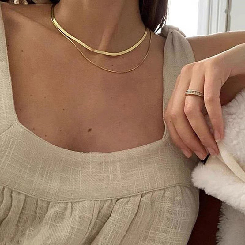 Double Layer Snake Bone Chain Necklace for Women