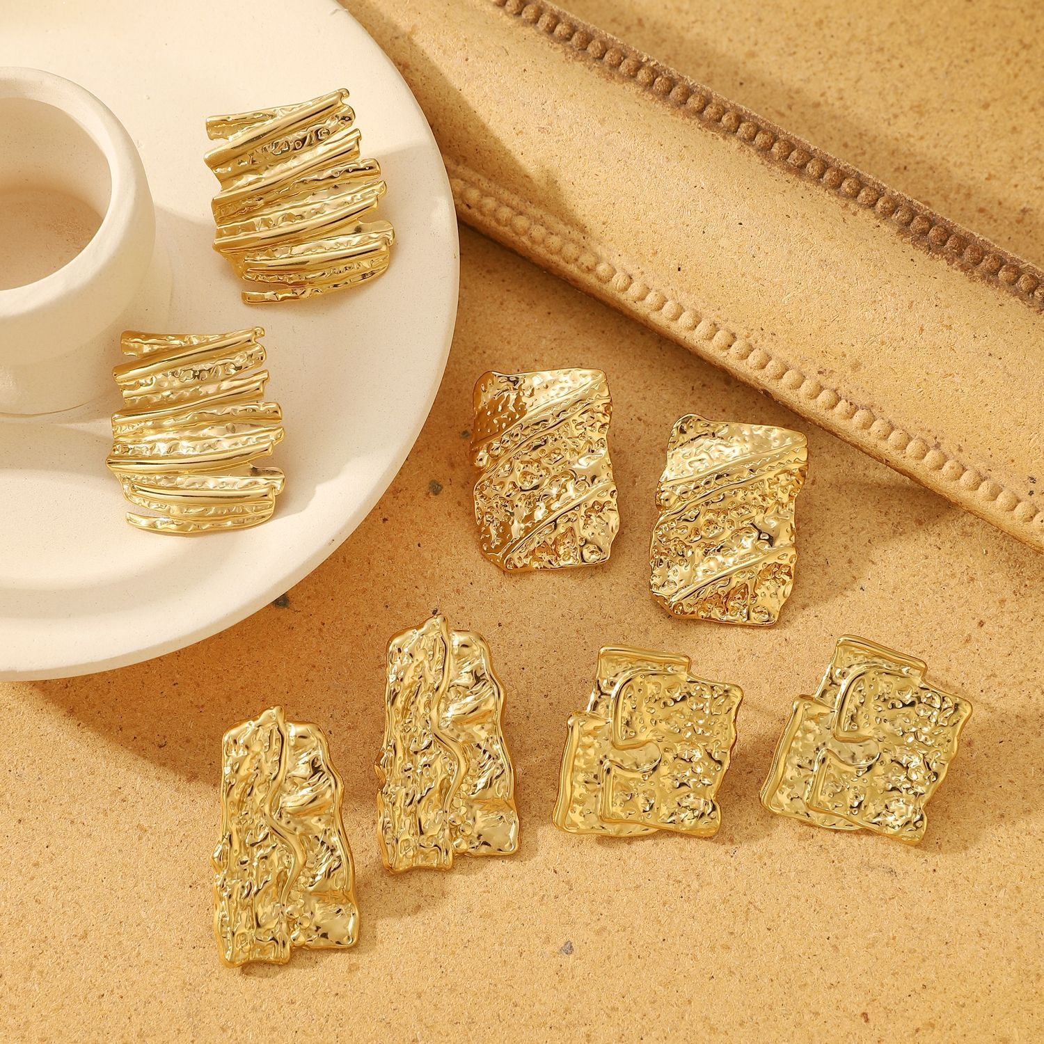 Personality Pleated Irregular Earrings