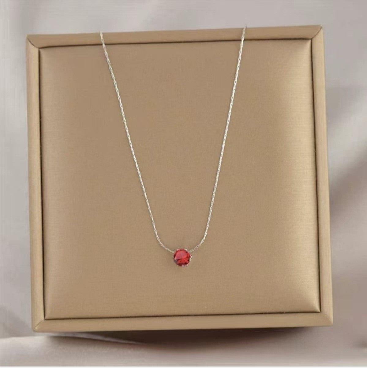 Zircon Pendant Necklace with Snake Chain