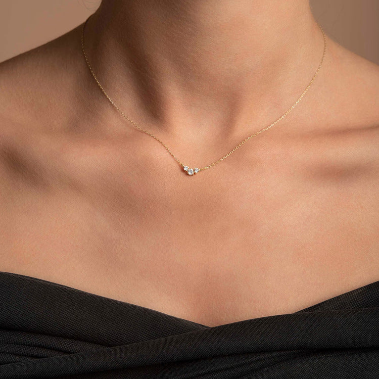 Minimalist Geometric Zirconia Pendant Necklace