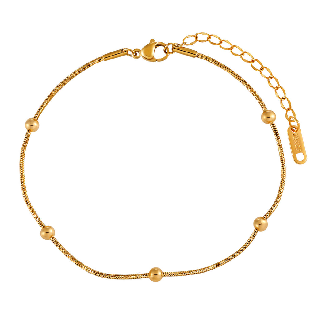 Geometric Snake Bone Bead Titanium Steel Anklet