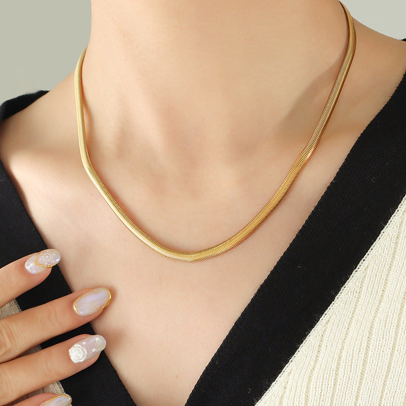 Geometric Gold Plated Snake Chain Necklace