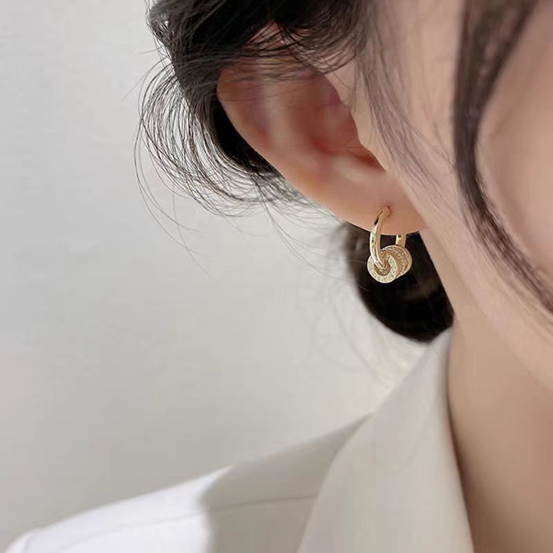 Geometric Hoop Earrings with Zircon Gold Plated