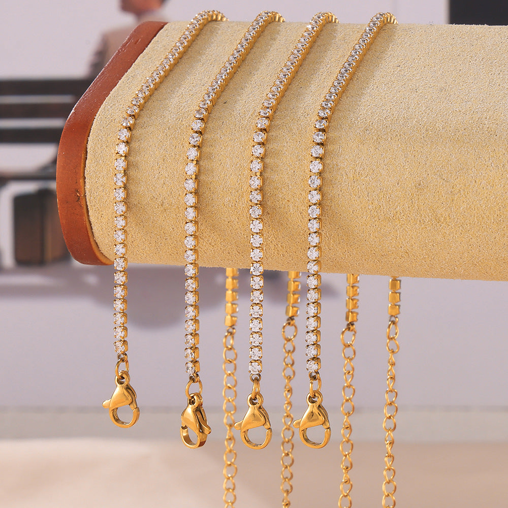 Elegant Zircon Inlay Titanium Steel Gold Plated Bracelet