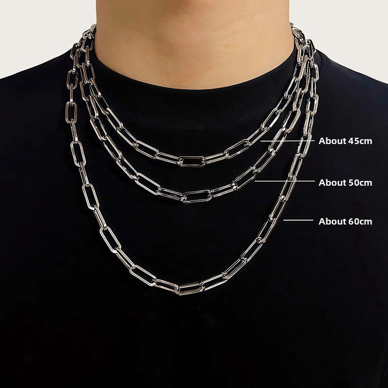 Interlocking Titanium Steel Necklace Unisex Minimalist Design