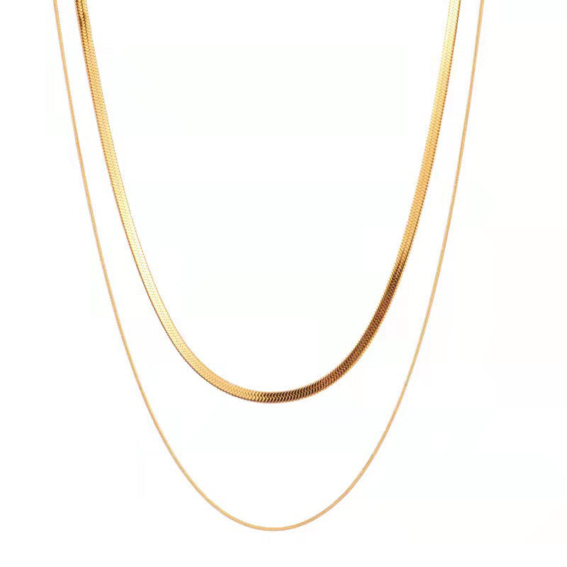 Double Layer Snake Bone Chain Necklace for Women
