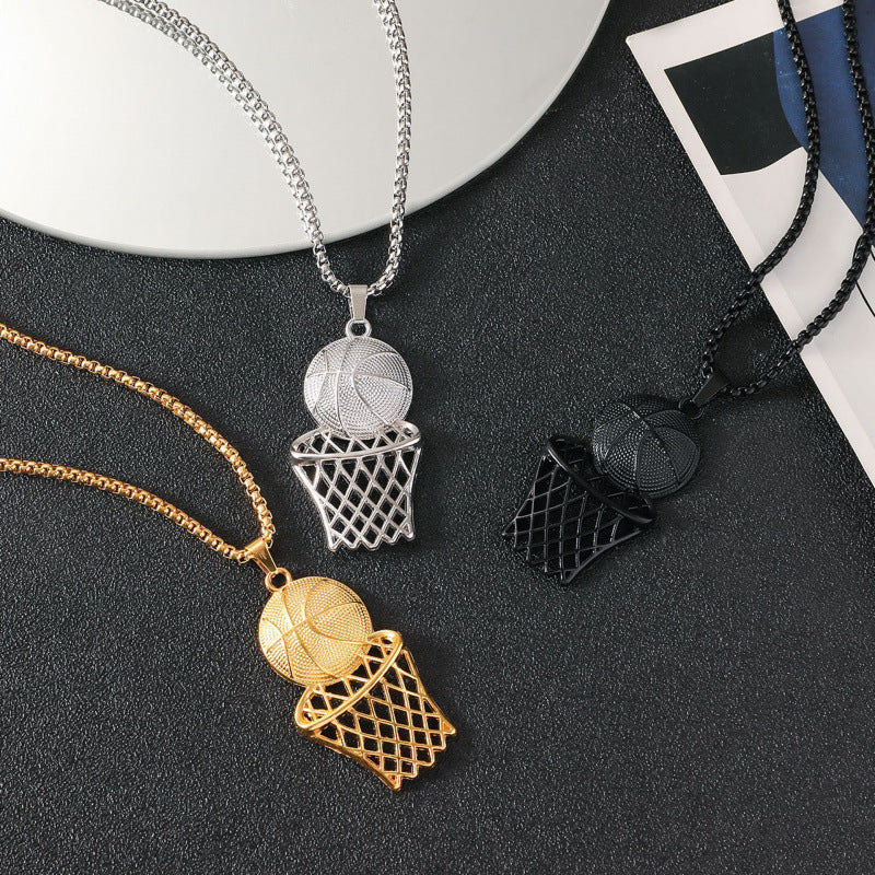 Basketball Frame Pendant Necklace