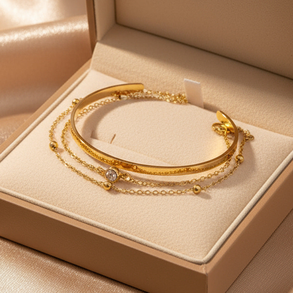 Stainless Steel Zircon Open Bracelet Jewelry