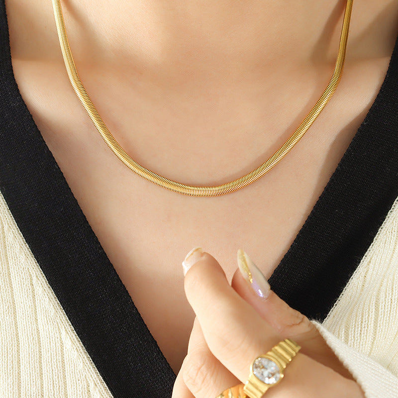 Geometric Gold Plated Snake Chain Necklace