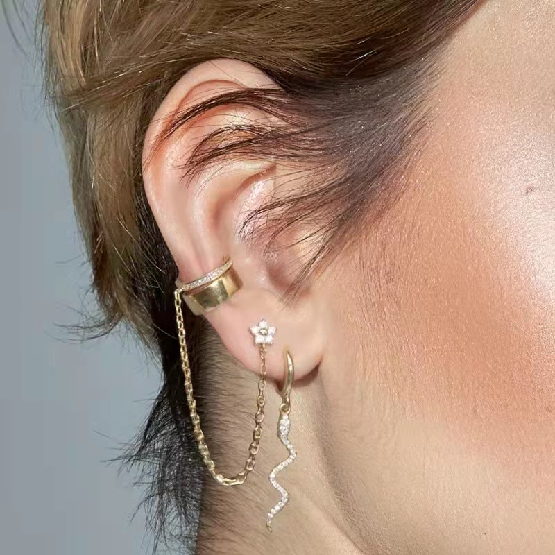 Women's Geometric Chain Tassel Earrings