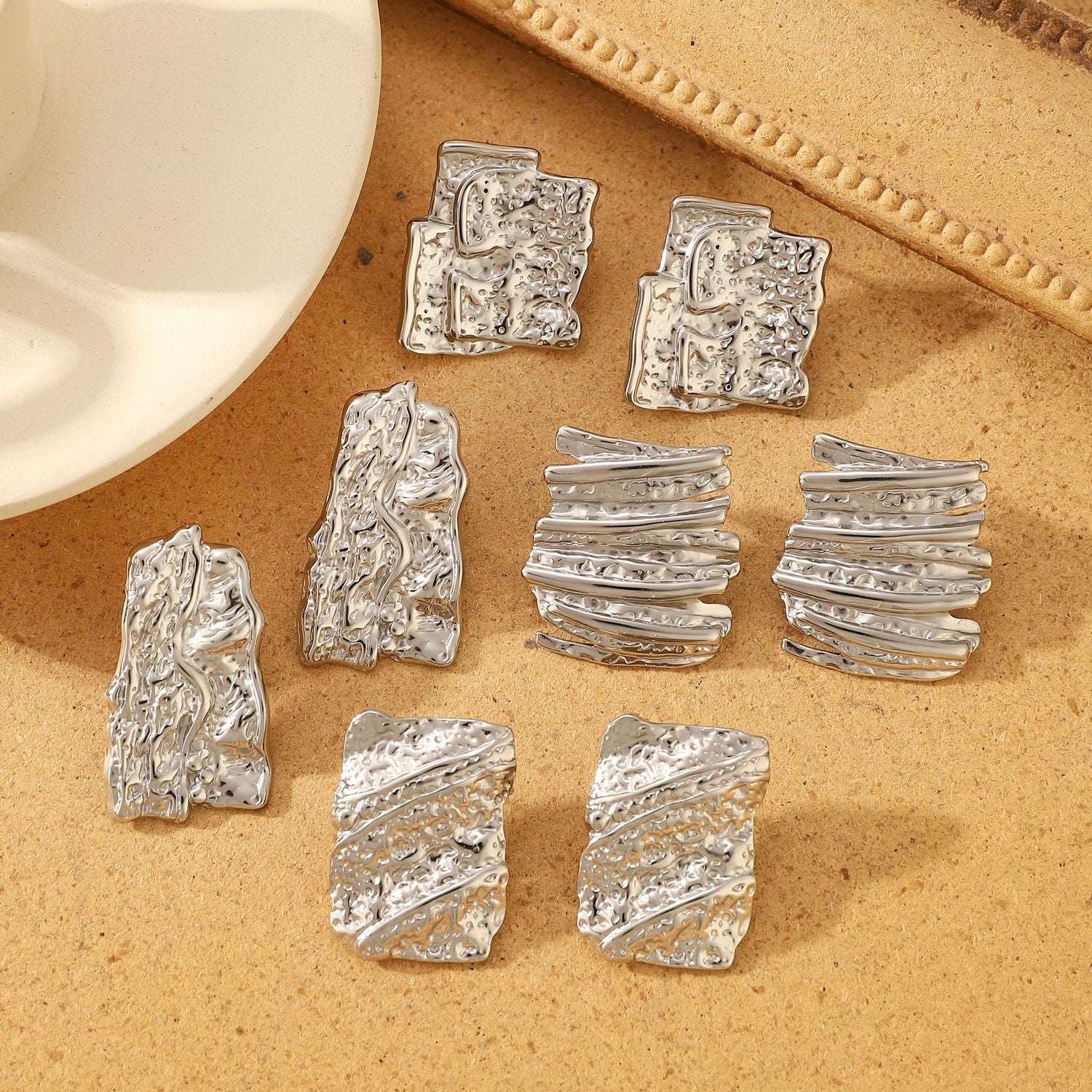 Personality Pleated Irregular Earrings