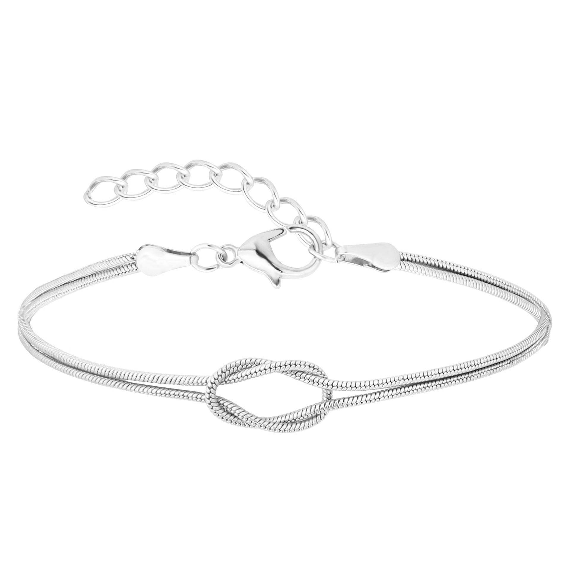 Minimalist Knotted Double Layer Snake Chain Bracelet