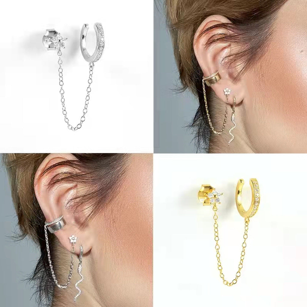 Women's Geometric Chain Tassel Earrings