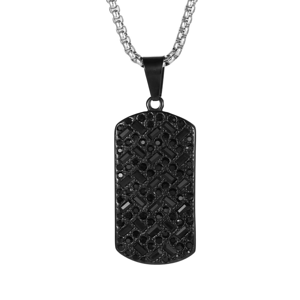 Geometric Inlaid Stone Necklace Pendant
