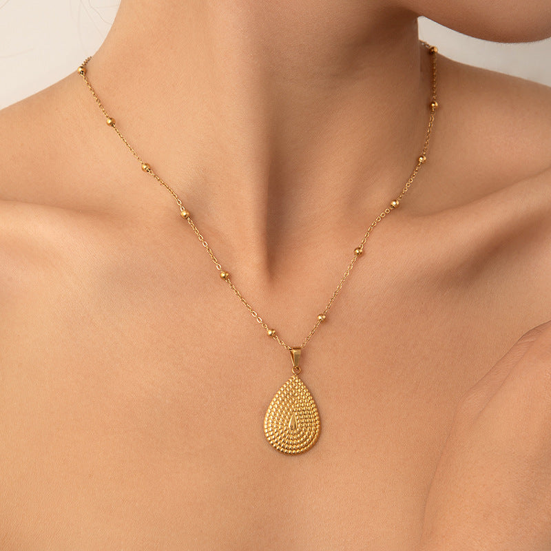 Titanium Steel Water Drop Necklace and Earrings