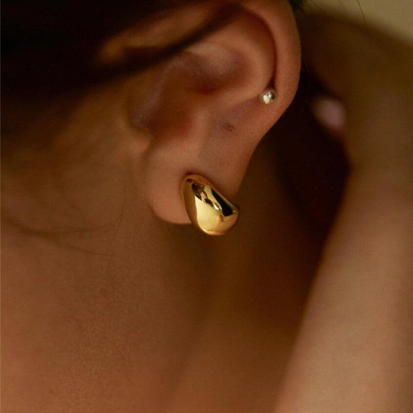 Minimalist Geometric Bean Earrings