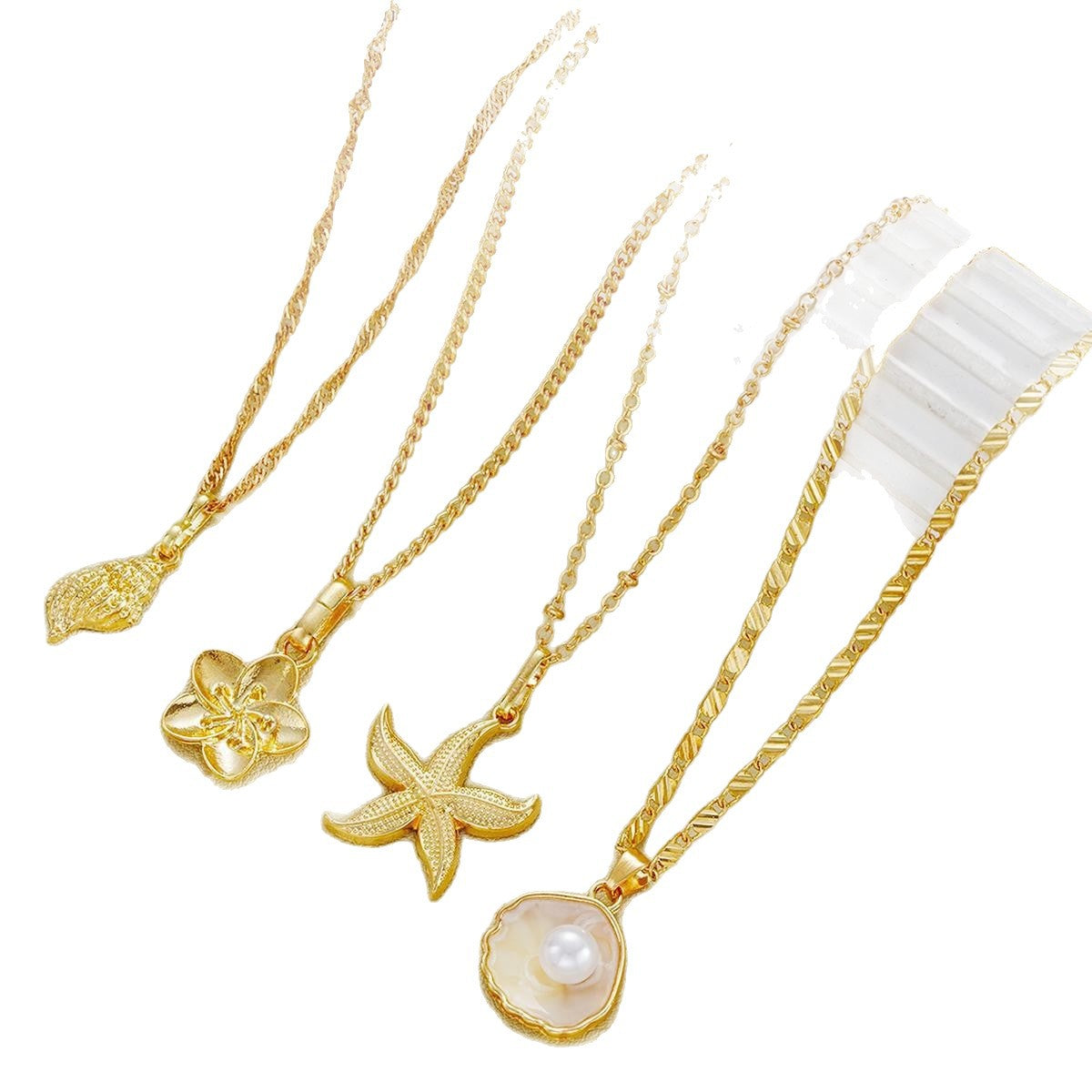 Layered Pearl Shell Pendant Necklace
