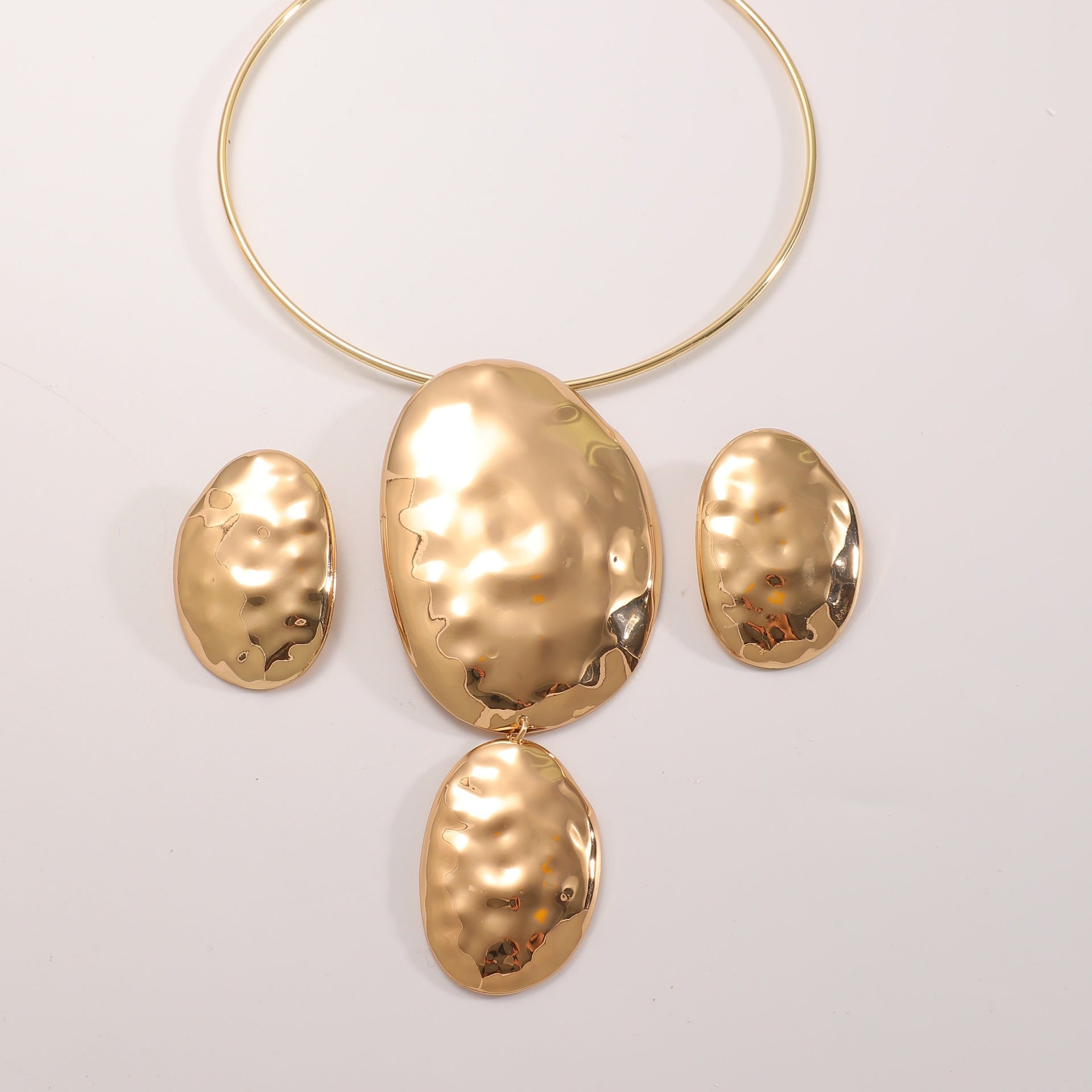 Oval Irregular Geometric Necklace Earrings Set