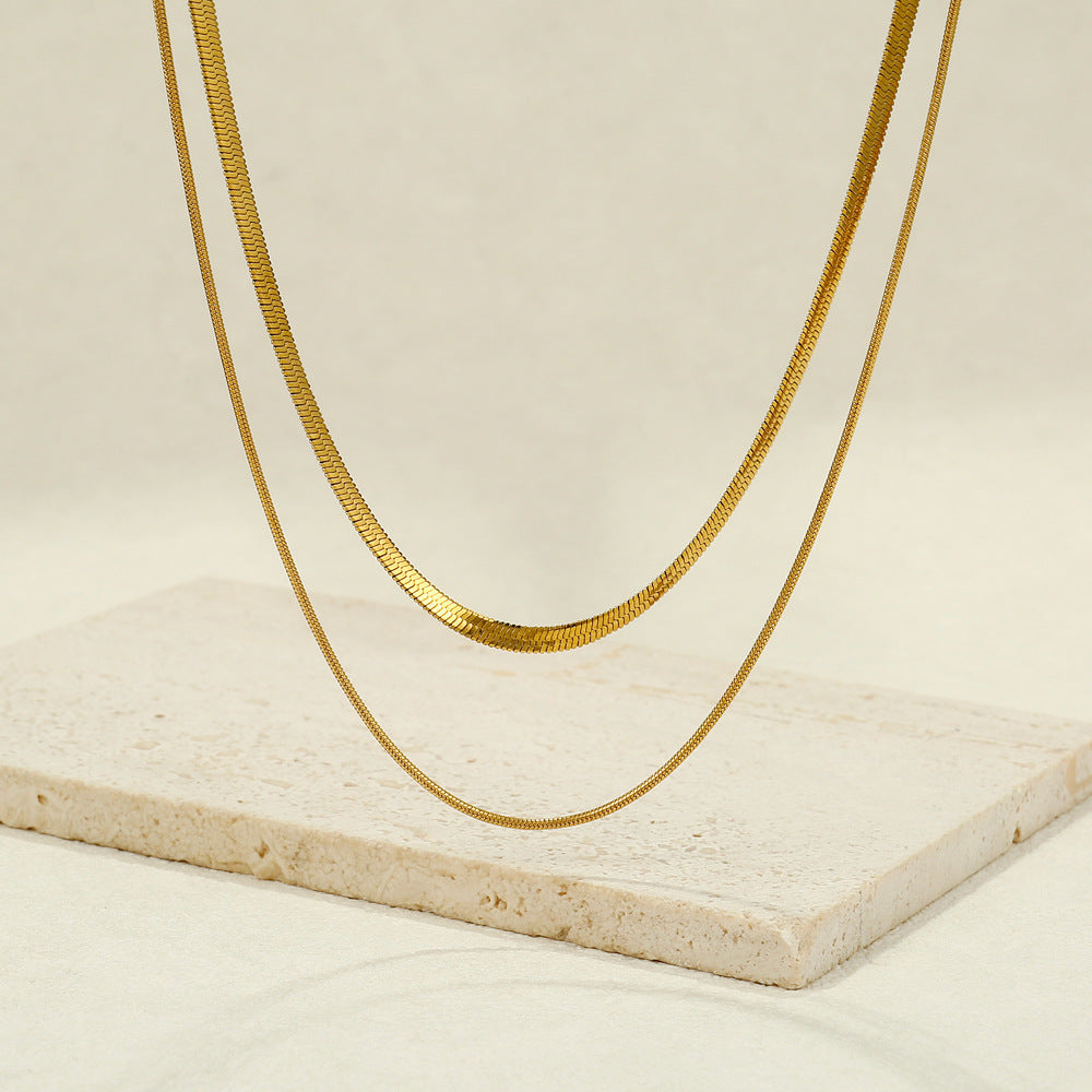 Titanium Steel Double Layer Snake Chain Necklace