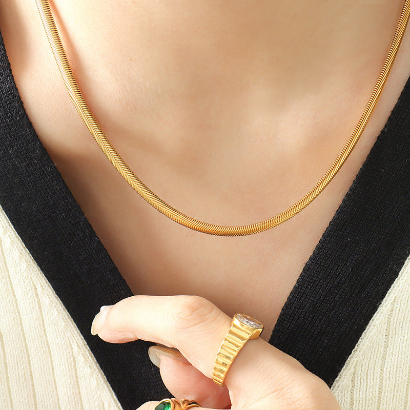 Geometric Gold Plated Snake Chain Necklace