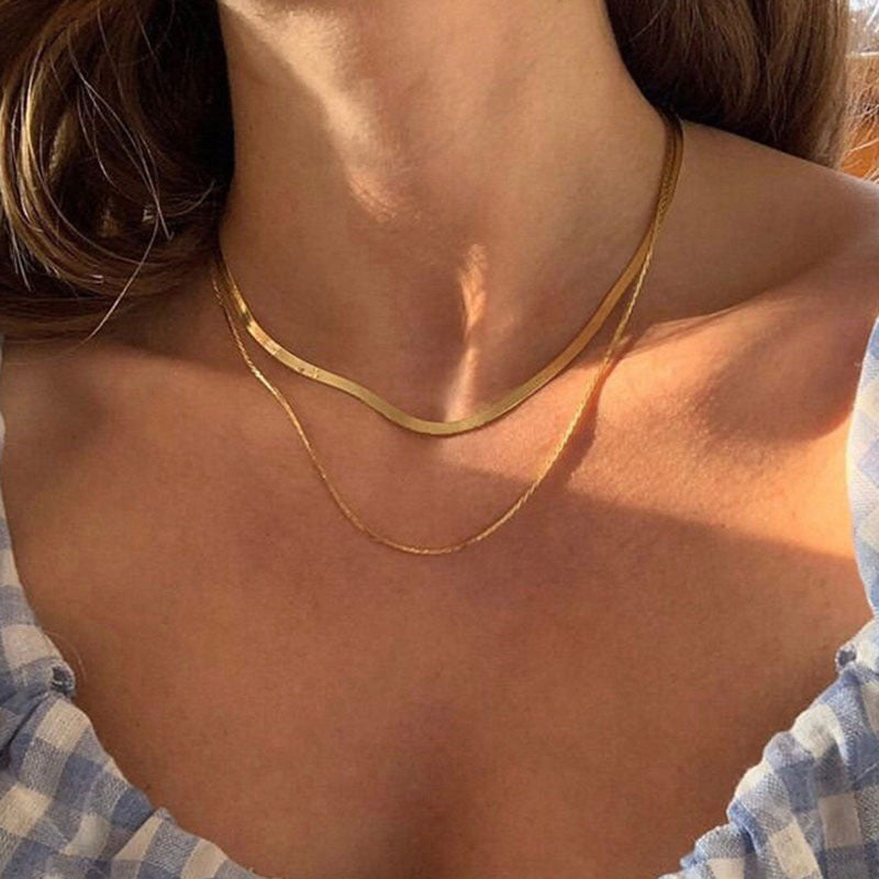 Double Layer Snake Bone Chain Necklace for Women