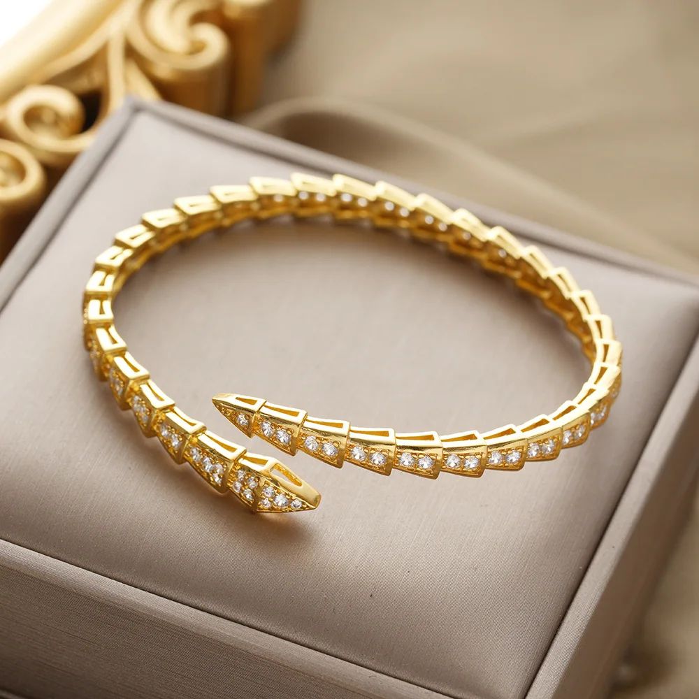 Serpentine Crystal Cuff Bracelet