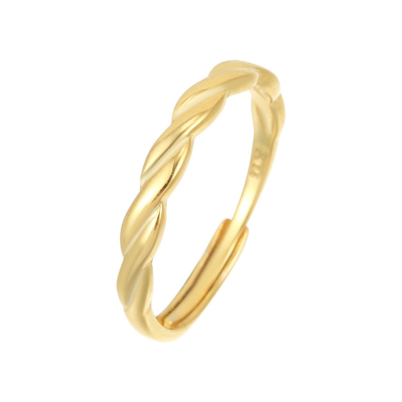 Minimalist Twist Silver Ring Adjustable Finger Jewelry