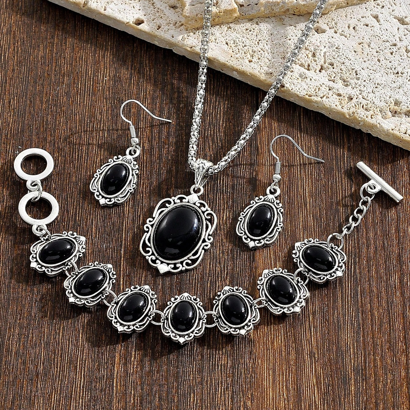 Bohemian Style Jewelry Set Earrings Necklace Bracelet