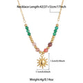 Bohemian Beaded Necklace Stainless Steel Round Colored Diamond Pendant Fashionable High-End Clavicle Chain