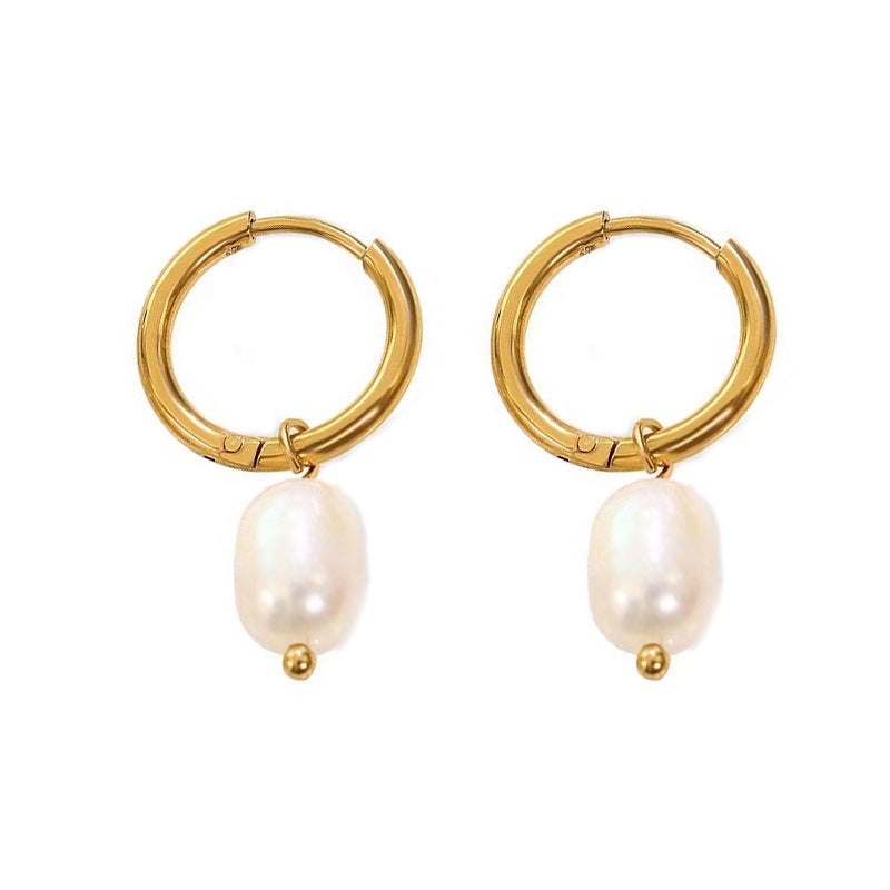 Pearl Earrings Stainless Steel 18K Gold Plated