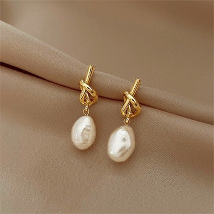 Baroque Pearl Knot Drop Earrings