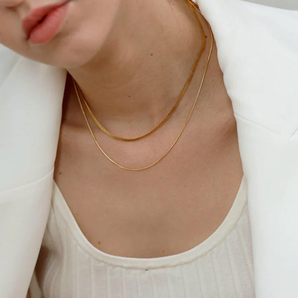 Titanium Steel Double Layer Snake Chain Necklace