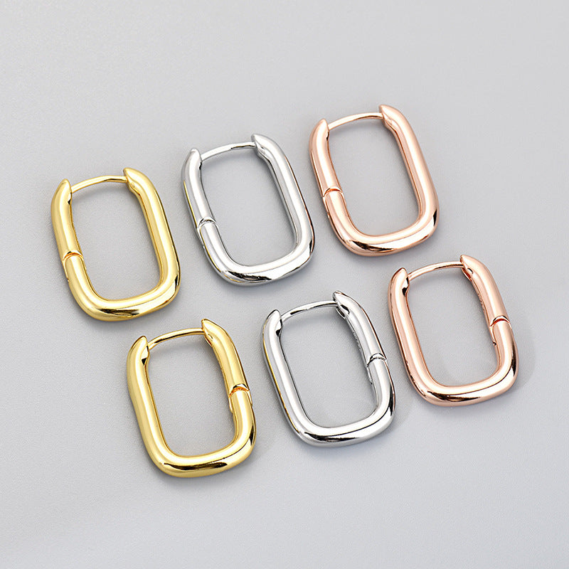 Geometric Oval Ear Buckle Earrings