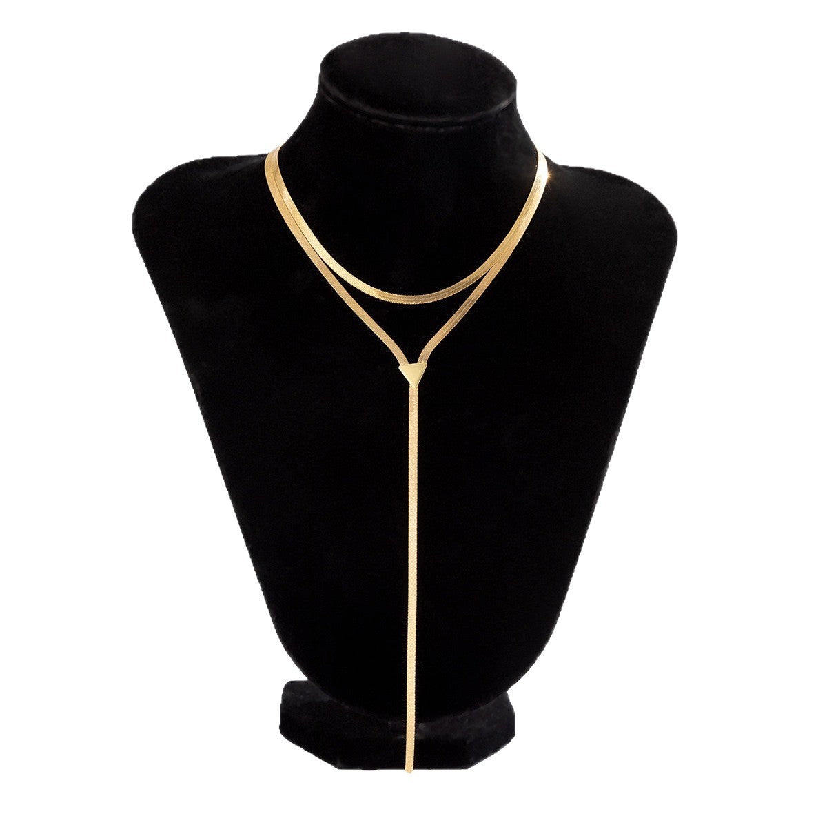Layered Tassel Snake Bone Chain Necklace