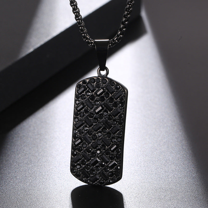 Geometric Inlaid Stone Necklace Pendant