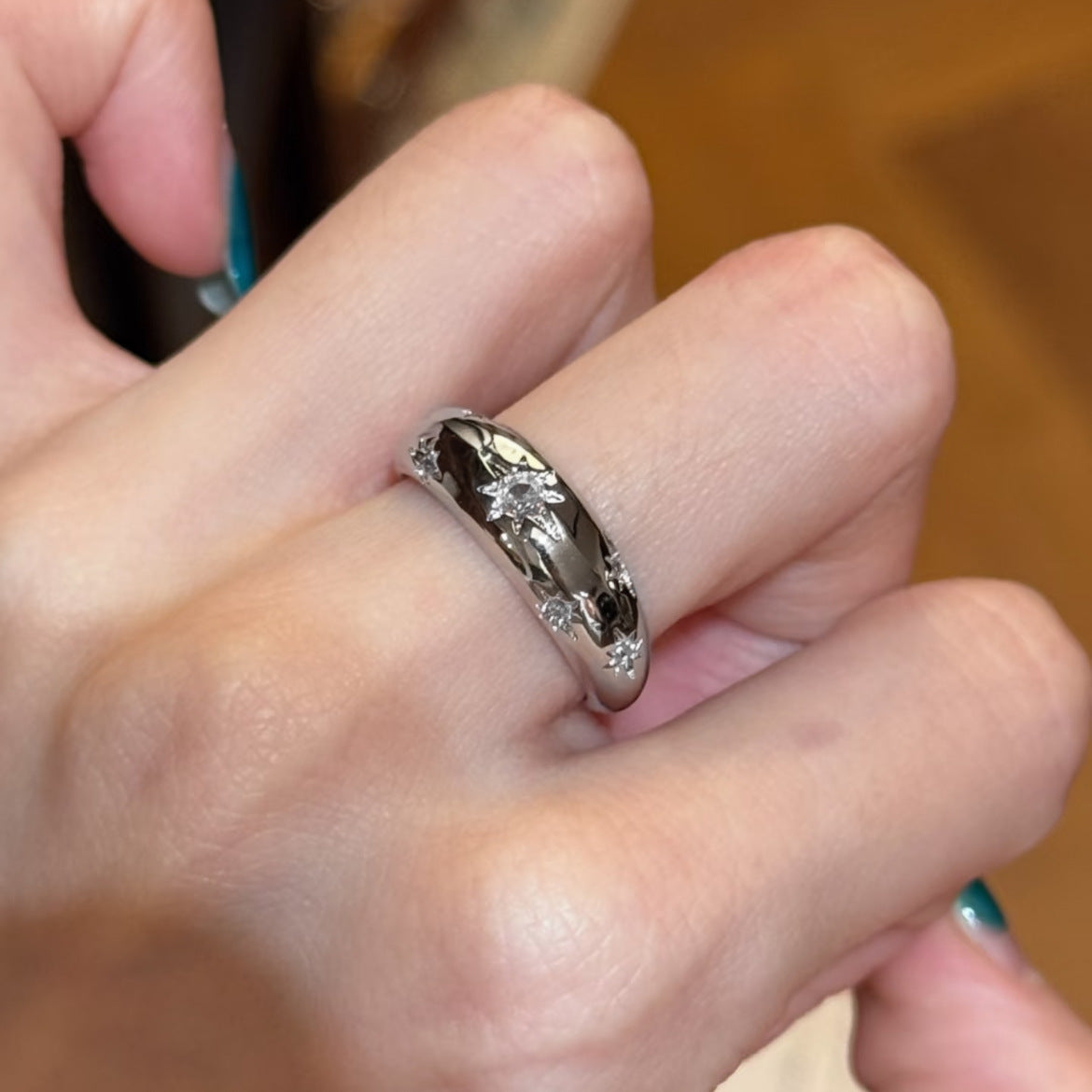 Adjustable Starburst Zircon Fashion Ring
