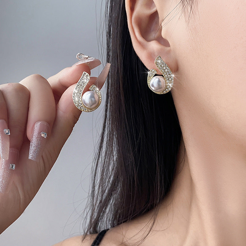 Pearl Drop Circle Earrings