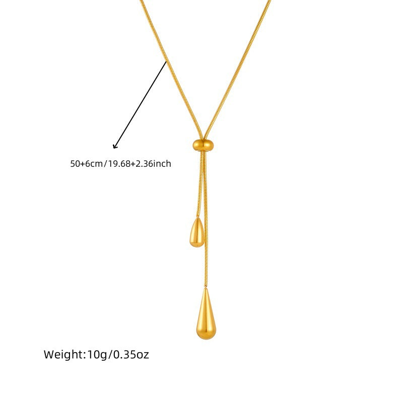 Stainless Steel Drop Shape Earrings Necklace Set