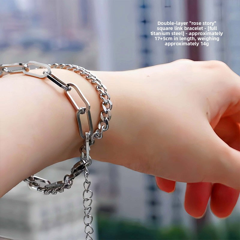 Interlocking Titanium Steel Necklace Unisex Minimalist Design