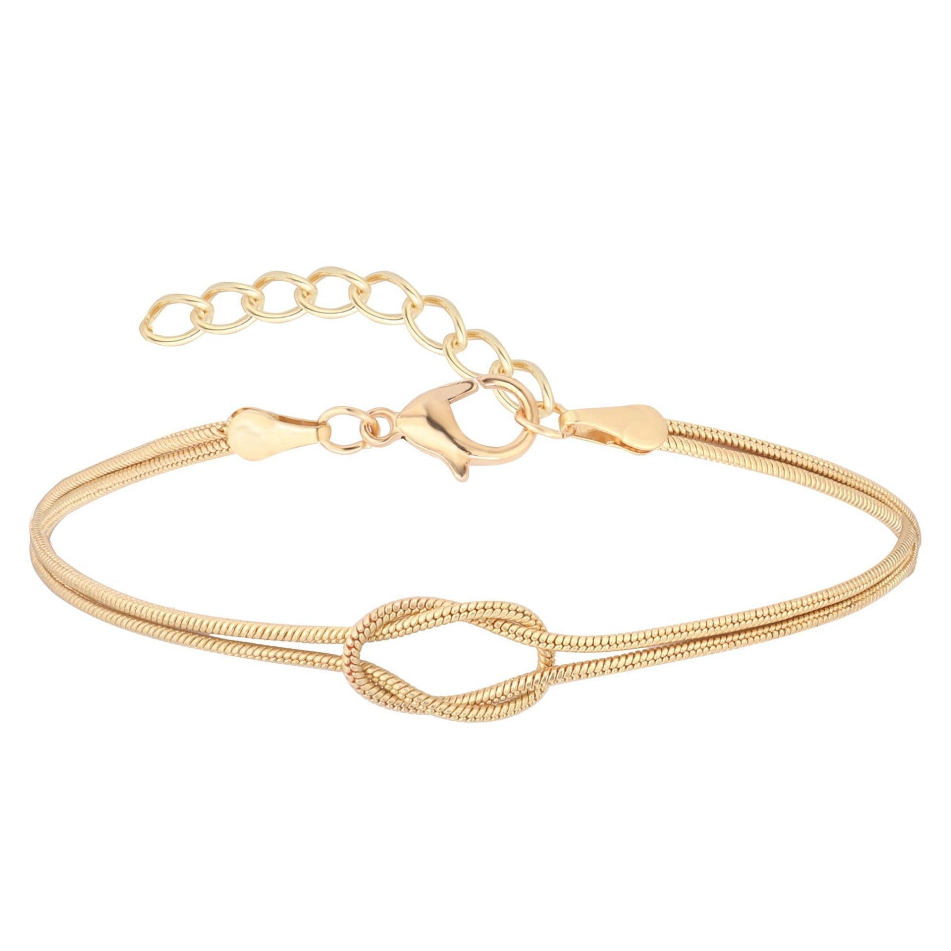 Minimalist Knotted Double Layer Snake Chain Bracelet