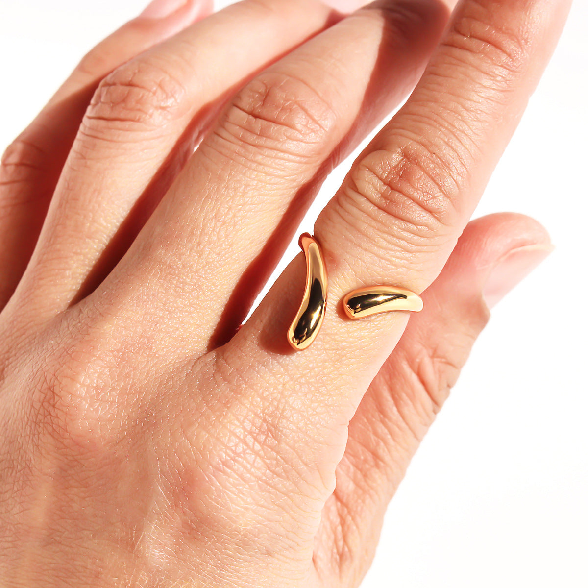Minimalist Water Drop Open Ring