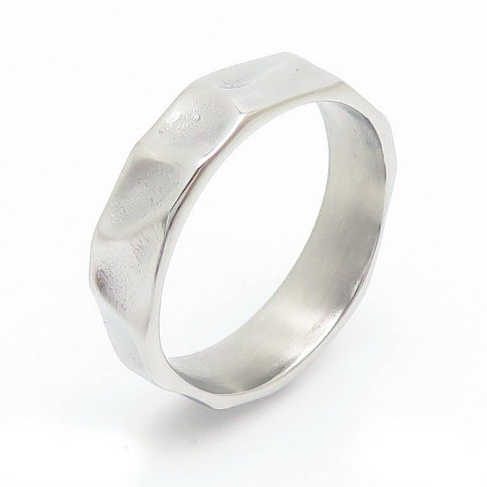 Minimalist Hammered Texture Stainless Steel Ring