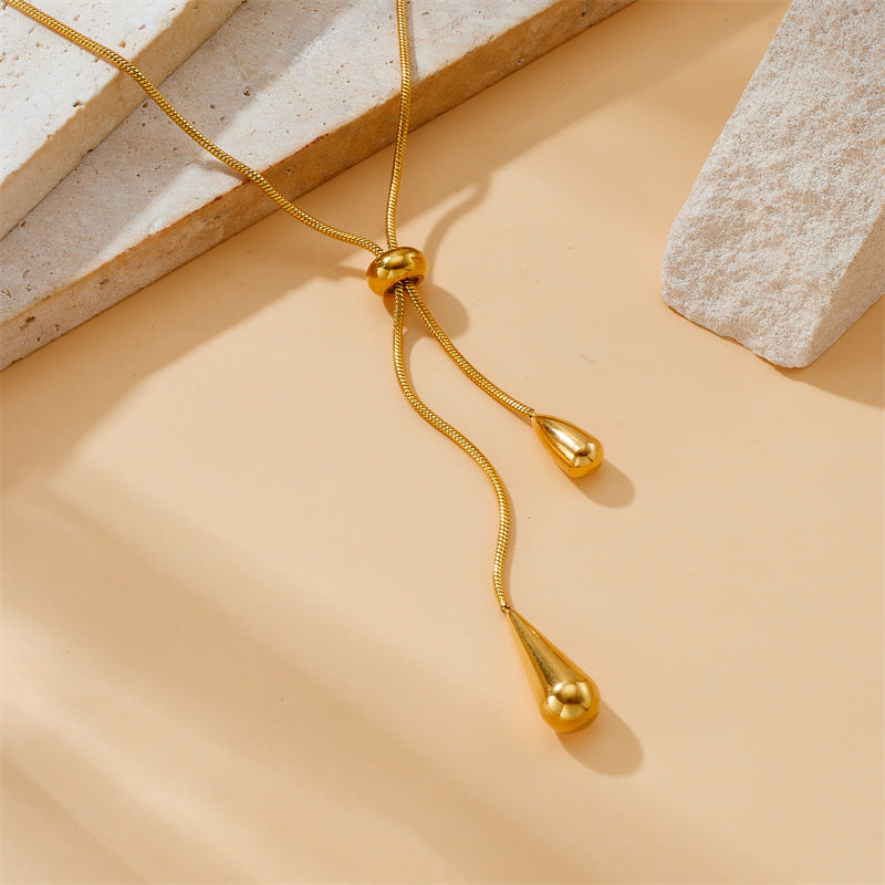 Stainless Steel Drop Shape Earrings Necklace Set