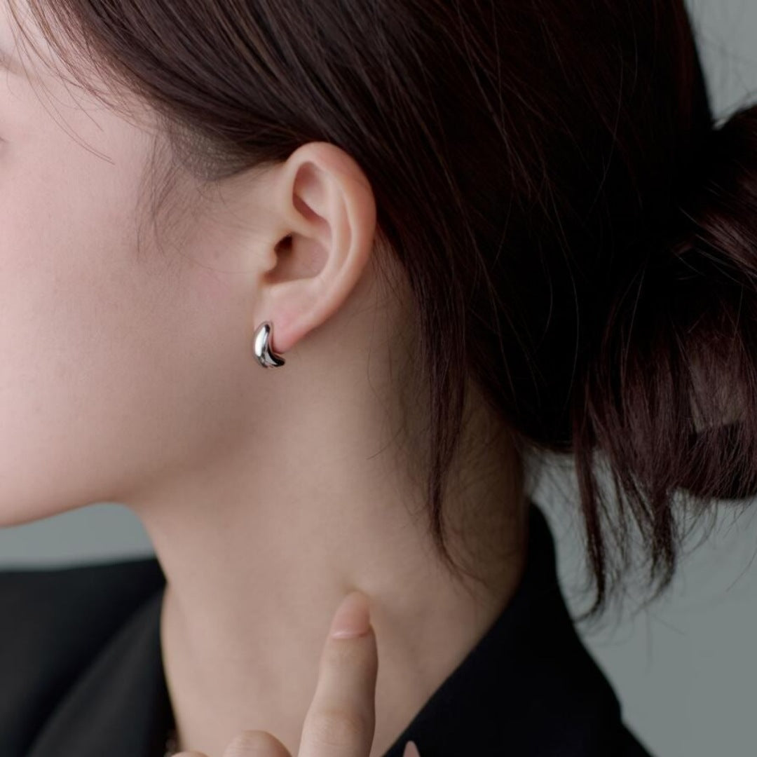Minimalist Geometric Bean Earrings
