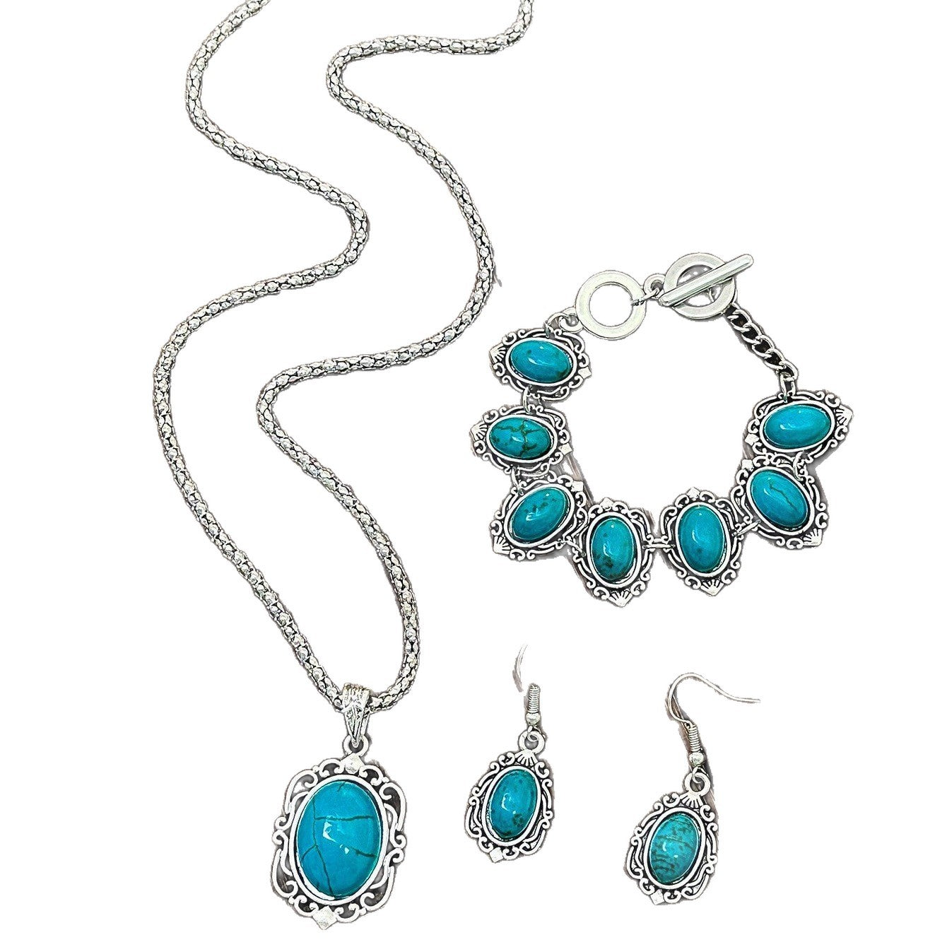 Bohemian Style Jewelry Set Earrings Necklace Bracelet