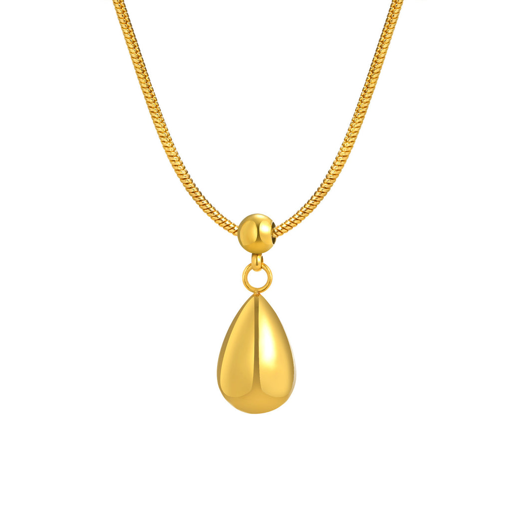 Simple Water Drop Pendant Stainless Steel Necklace