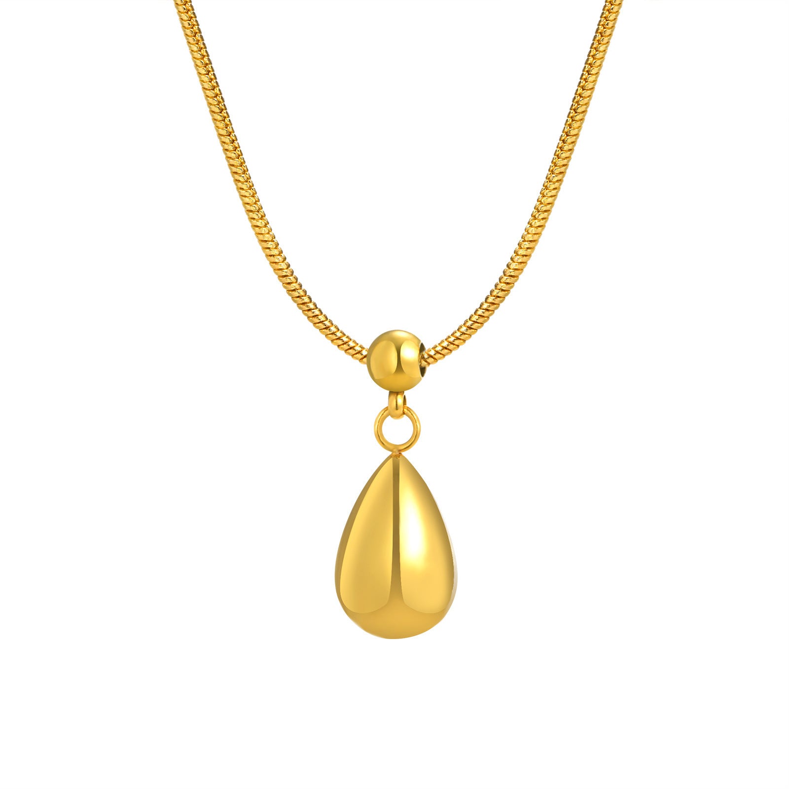 Simple Water Drop Pendant Stainless Steel Necklace