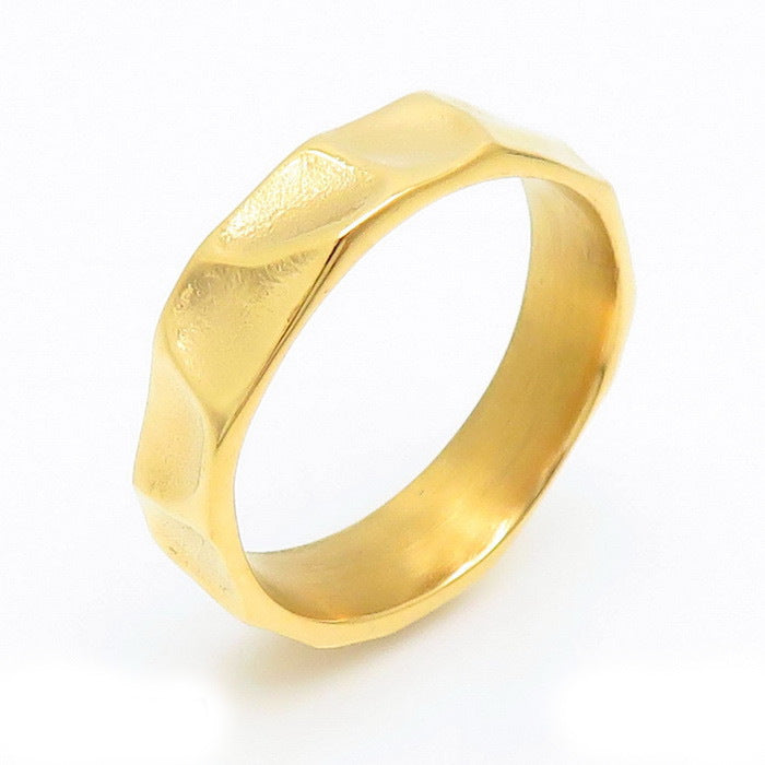 Minimalist Hammered Texture Stainless Steel Ring