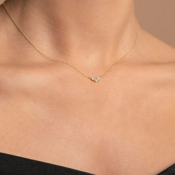 Minimalist Geometric Zirconia Pendant Necklace