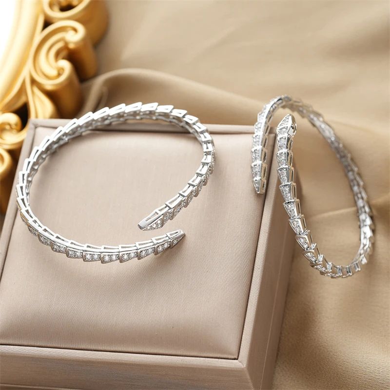 Serpentine Crystal Cuff Bracelet